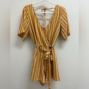 Altered State Gold and White Striped Romper, size Small